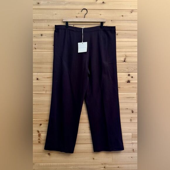NWT Shirin Guild Size Large Pull On Aubergine Wool Wide Leg Dress Pants - Picture 1 of 9